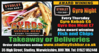 Studley Fish Bar Advert
