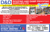 D & D Roofing Advert