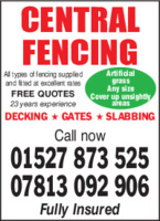 Central Sheds & Fencing Advert