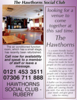 Hawthorns Social Club Advert