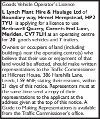 L Lynch Plant Hire & Haulage Ltd Advert