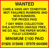 Scrap Cars Ltd Advert