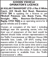 J K Kular Transport Ltd Advert