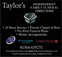 Taylor's Independent Family Funeral Directors Advert