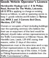 Hornbuckle Haulage Ltd Advert