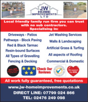 J W Home Improvements Ltd Advert