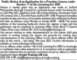 Knight Training (Uk) Ltd - Media Order No: Eh21529 Advert