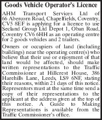 Ahm Transport Services Ltd Advert