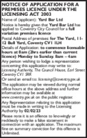 The Yard Coventry Advert