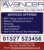 Avancer Transport & Maintenance Ltd Advert
